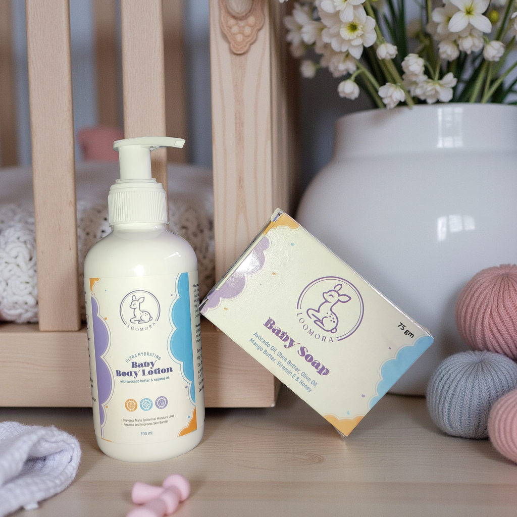 Baby Body Lotion – Gentle Hydration &amp; Care

Our Baby Body Lotion is specially crafted with avocado butter, sesame oil, milk protein, oatmeal, and chamomile to gently nourish, soothe, and protect your baby’s delicate skin. This ultra-hydrating formula helps maintain the skin’s natural moisture barrier, keeping it soft, smooth, and healthy.
